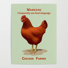 Funny Rhode Island Red Hen Fowl Language Chicken Farmer Poster