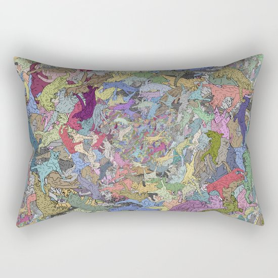 Colorful Flying Cats Rectangular Pillow