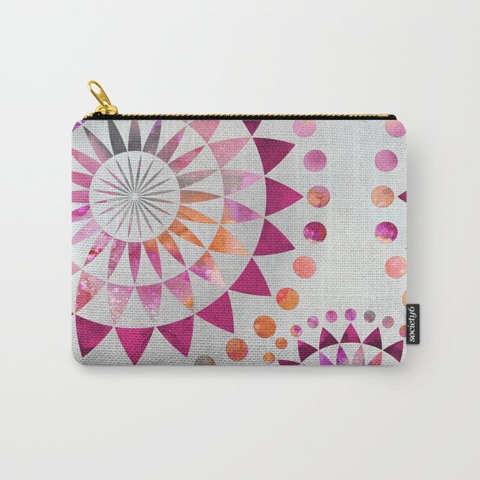 Mandala Pattern in warm shades of orange and pink Carry-All Pouch
