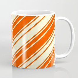 [ Thumbnail: Red & Light Yellow Colored Lines/Stripes Pattern Coffee Mug ]