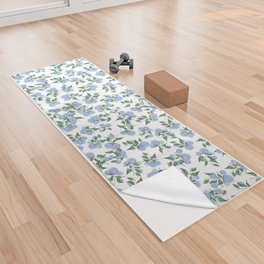 Hydrangea blue flowers, botanicals, blue and white floral Yoga Towel