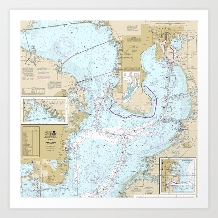 Tampa Bay Florida Nautical Chart 11416 Art Print