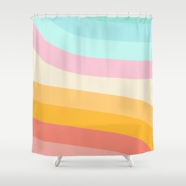 Retro Rainbow Stripes Shower Curtain