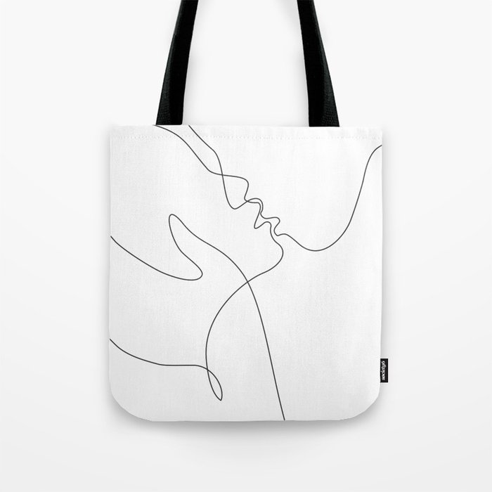Line Art Drawing Minimalist Kiss Tote Bag By Siretmr Society6