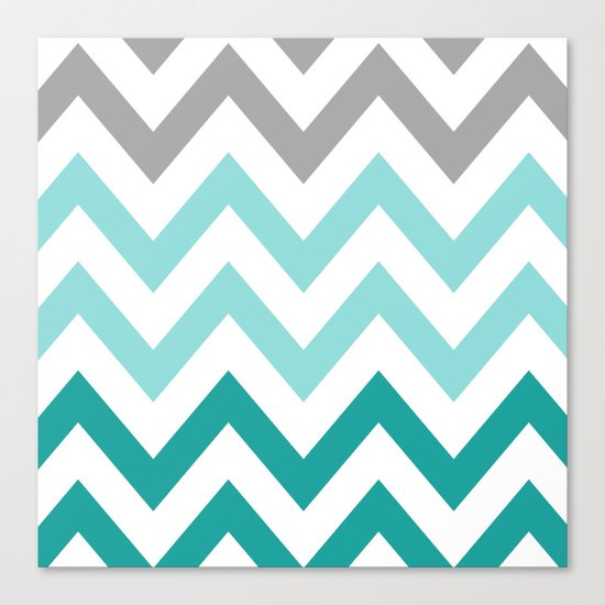 TEAL FADE CHEVRON Canvas Print