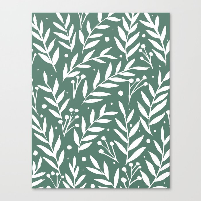 Festive branches - sage green Canvas Print