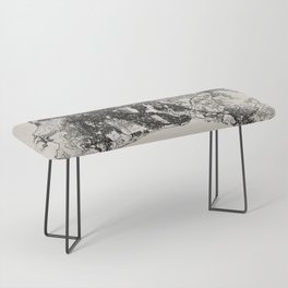 South Africa, Cape Town - Black and White City Map Drawing Bench
