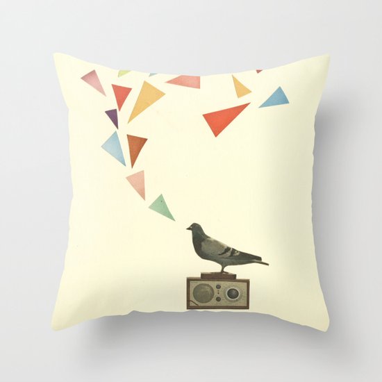 Pigeon Radio Throw Pillow