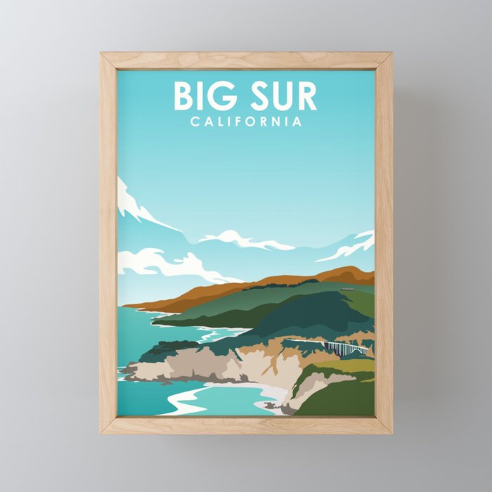 Big Sur Travel Poster California Framed Mini Art Print