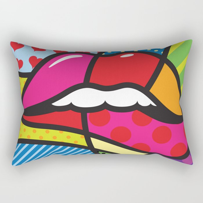 Sensual Lips: Modern Pop Art Fusion of Sexy, Kiss, and Love Rectangular Pillow