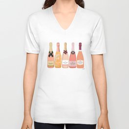 Rose Champagne Bottles V Neck T Shirt
