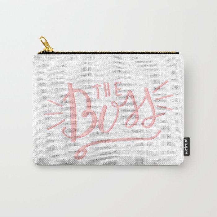 The Boss - pink/white Hand lettering Carry-All Pouch