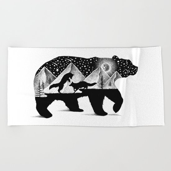 THE BEAR AND THE FOXES Beach Towel