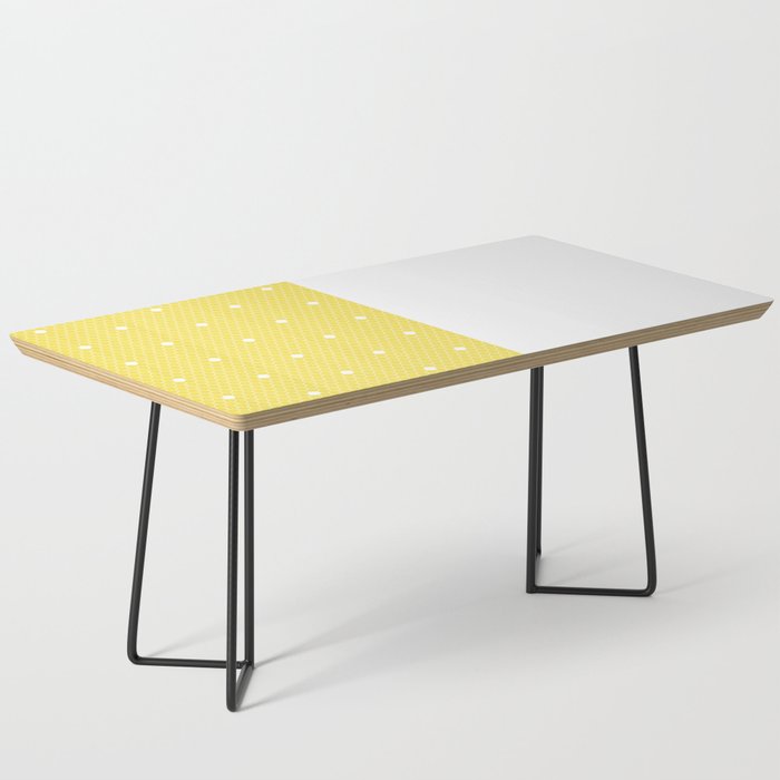 White Polka Dots Lace Vertical Split on Sunshine Yellow Coffee Table