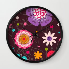 futuristic flowers Wall Clock