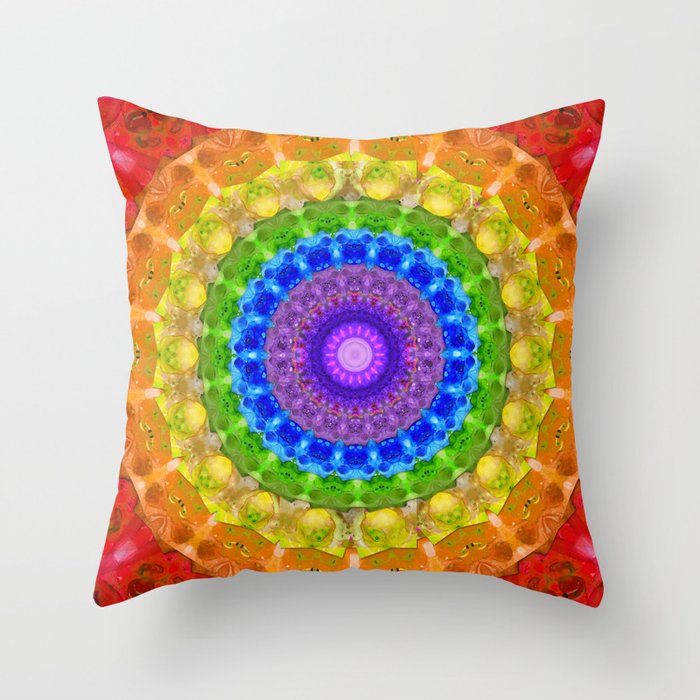Colorful Art Chakra Mandala 2  Throw Pillow