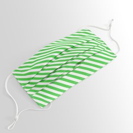 [ Thumbnail: Lime Green and White Colored Lines Pattern Face Mask ]