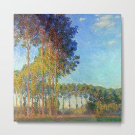 Poplars on the banks of the River Epta, Greece landscape painting by Claude Monet Metal Print