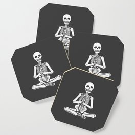 Yoga Skeletons Charcoal Coaster