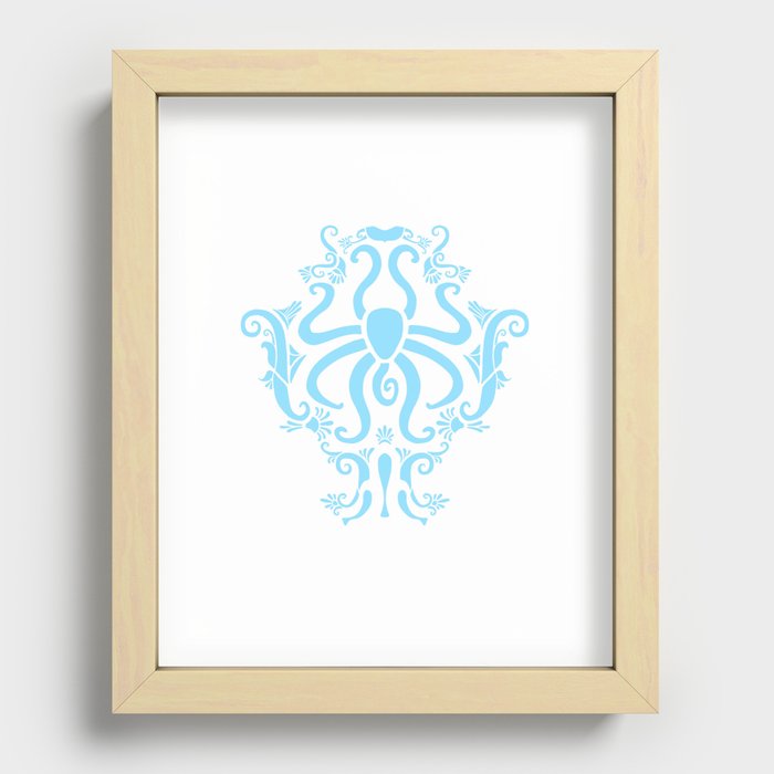 Greek Octopus Blue Recessed Framed Print
