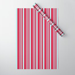 [ Thumbnail: Turquoise & Crimson Colored Stripes/Lines Pattern Wrapping Paper ]