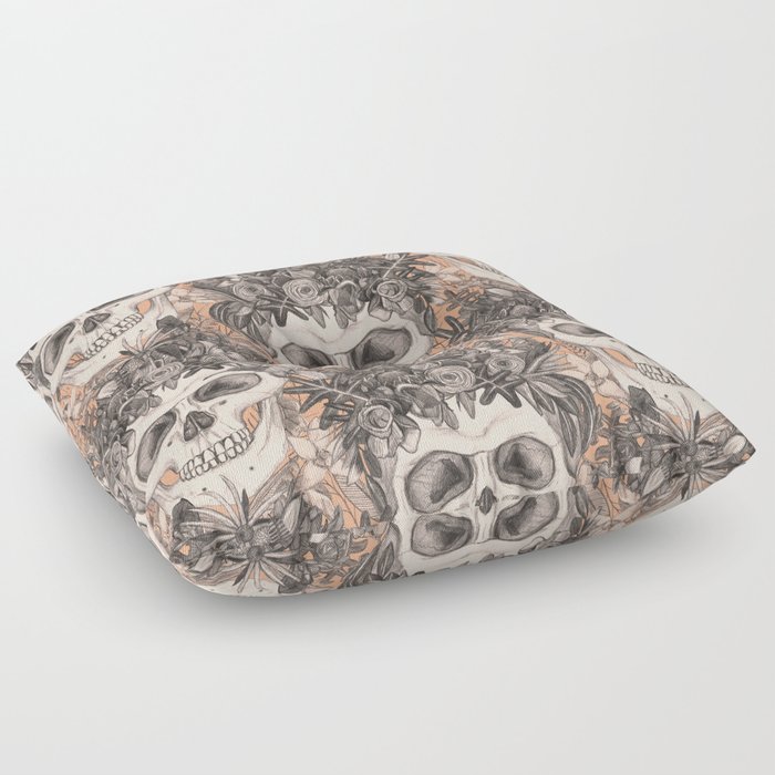 skull damask peach Floor Pillow