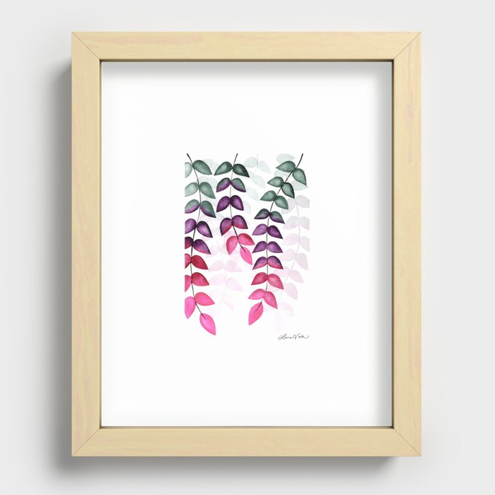 Pink Leaves Recessed Framed Print