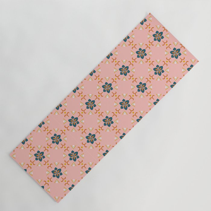 Aries Pattern - Navy Retro Yoga Mat