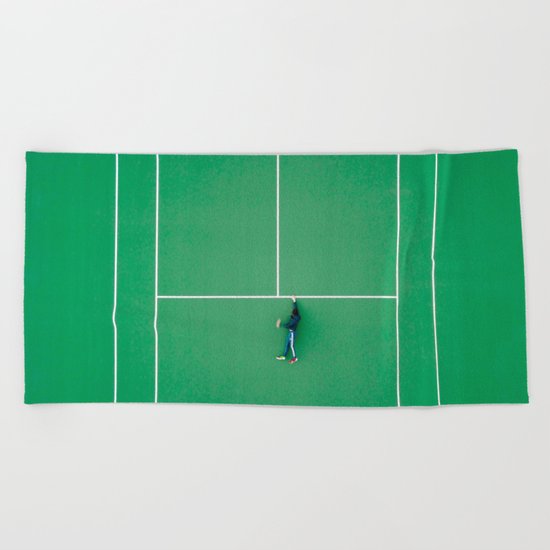Tennis court green Beach Towel