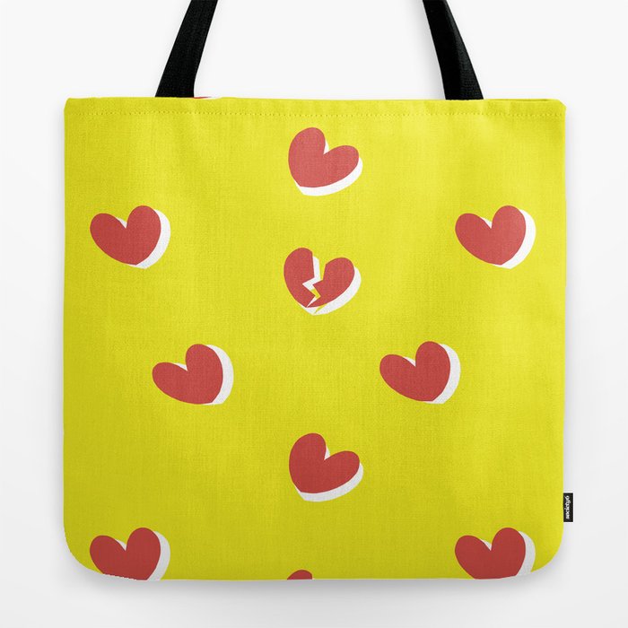 Yellow Heart Large Tote Bag