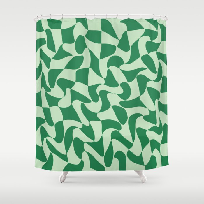 Wavy Check in Forest Green Shower Curtain