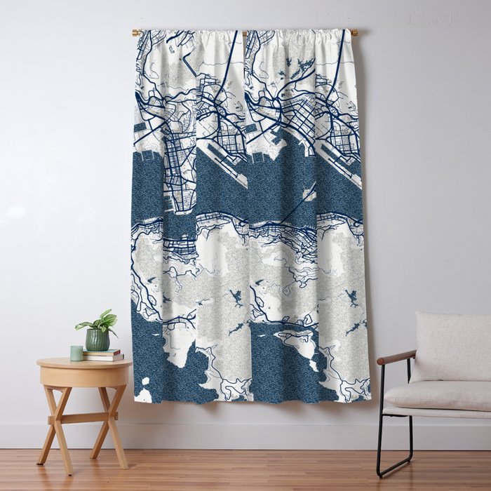 Hong Kong City Map of China Coastal Blackout Curtain by deMAP Studio
