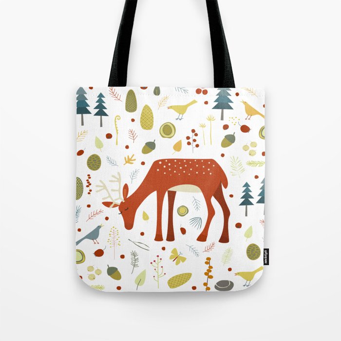 Deer and Forest Things Tote Bag
