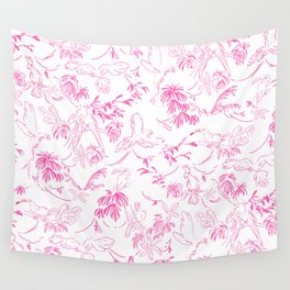 Tropical birds pink toile Wall Tapestry
