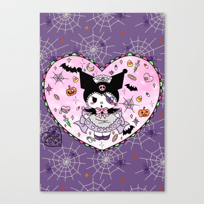 Halloween Kuromi Cat Canvas Print