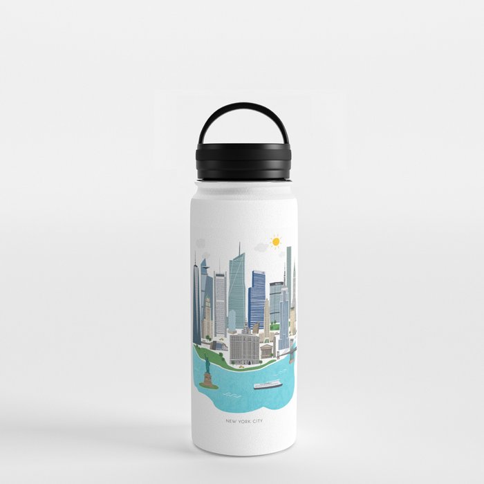 New York City Illustration Water Bottle