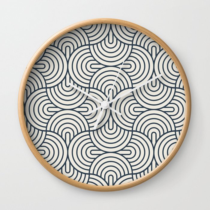 Geometric Ovals - Naval Blue Wall Clock
