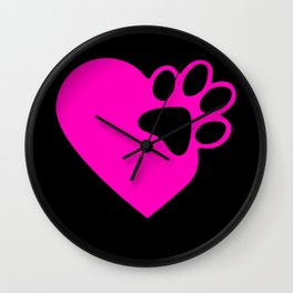 Cute Heart Paw Print product Funny Love Gift For Cat Owners Wall Clock