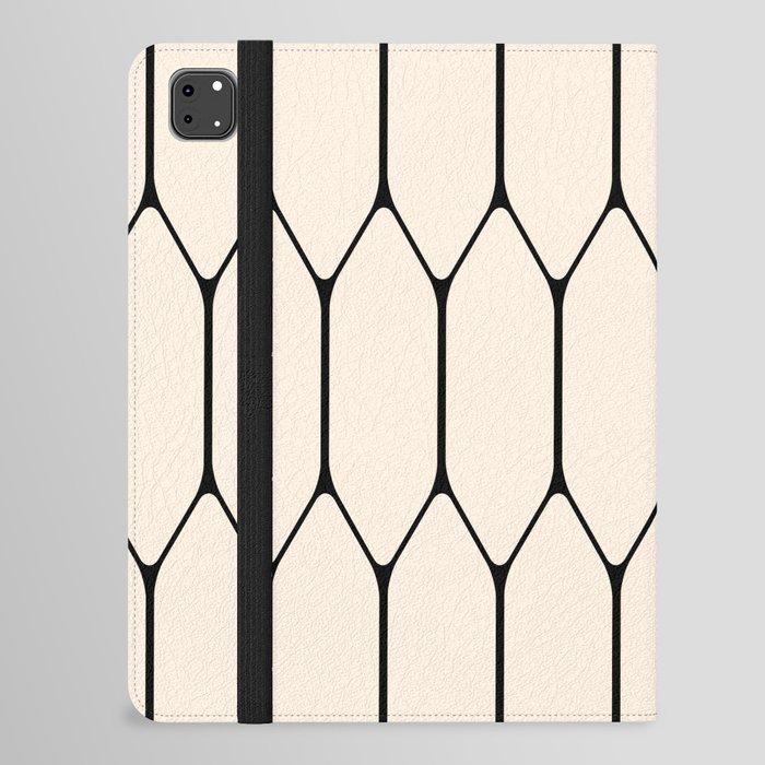 Society6 Long Honeycomb Geometric Minimalist Pattern in Almond Cream and Black by Kierkegaard Design Studio 