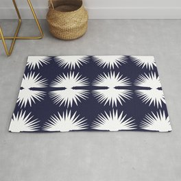 Leaf Head White and Navy Rug