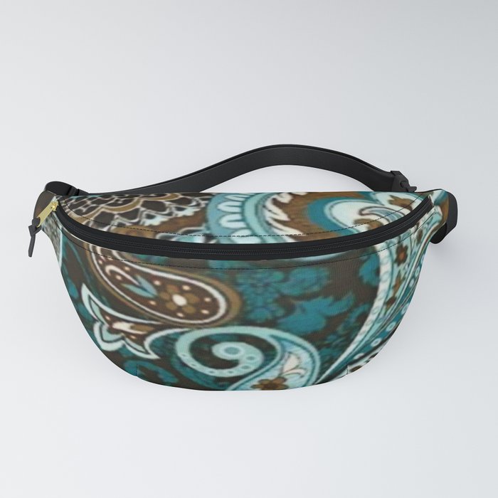 Turquoise Brown Vintage Paisley Fanny Pack