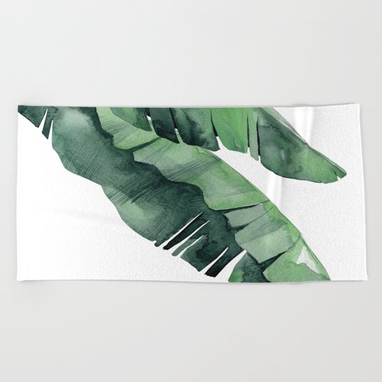 Tropical Island Leaves Pair Beach Towel