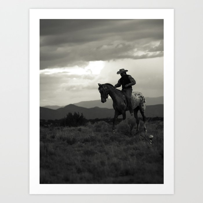 Santa Fe Cowboy on Horse Art Print