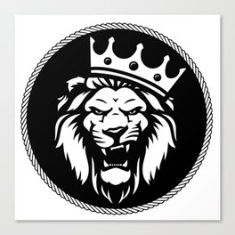 The roaring wild lion king in the crown Canvas Print