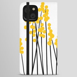 Hello Spring! Yellow/Black Retro Plants on White #decor #society6 #buyart iPhone Wallet Case