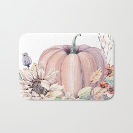 Autumn Pumpkin Bath Mat | Pumpkin, Pattern, Nature, Sunflowers, Watercolor, Flower, Graphicdesign, Fall, Flowers, Autumn 