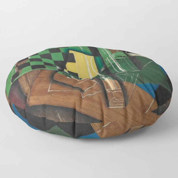 The Checkerboard Juan Gris - Cubism Art Reproduction Green And Brown Floor Pillow