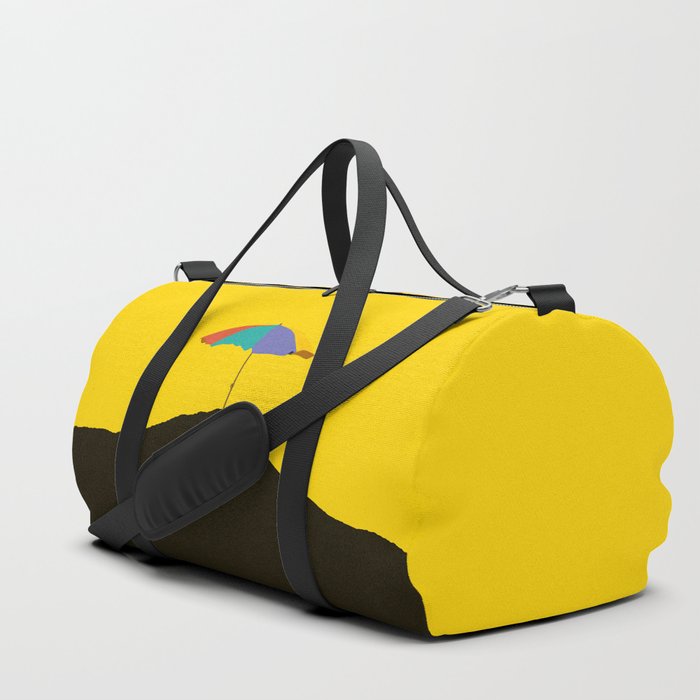 black and yellow duffle bag