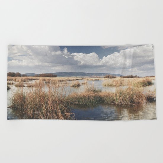 "Waiting for the storm" At the lake... Beach Towel