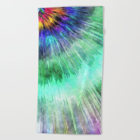 Colorful Tie Dye Watercolor Beach Towel